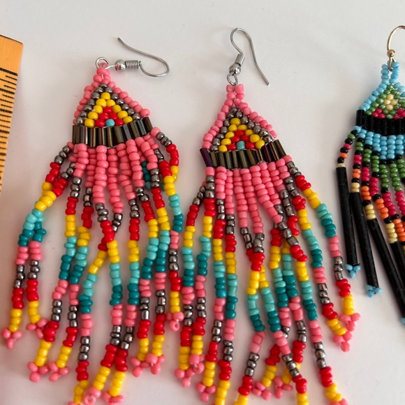 Beaded Earring Lot 3” long - Picture 2 of 4